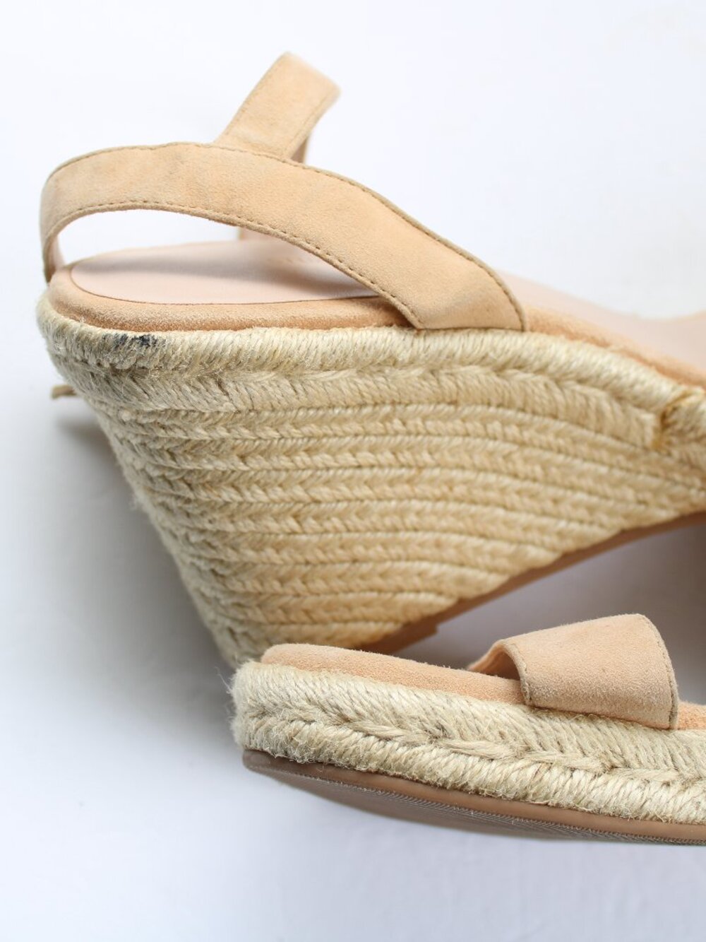 Stuart Weitzman Teddi Espadrille Wedge Heel Sandals Tan Cream Size 9 - Picture 7 of 10